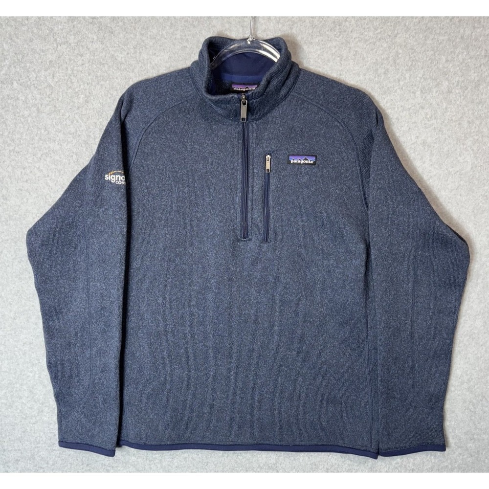 Patagonia Sweater Mens Medium Blue‎ Better Sweater 1/4 Zip Fleece Pullover Logo